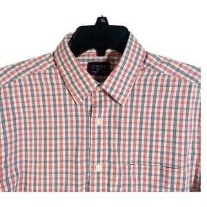 UNTUCKit Men's Small Slim Fit Red Blue Gingham Button Down Shirt Montiglet